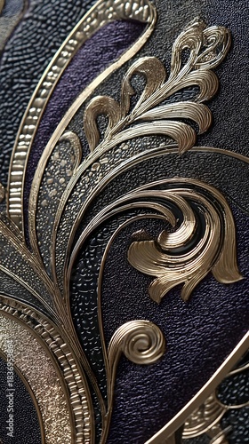 with ornamental baroque motifs and golden accents for luxurious wall decoration