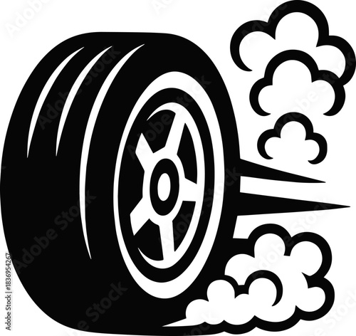 Speeding Tire Editable Vector AI File | Adobe Illustrator | Export to SVG, EPS, PDF, PNG, DXF, JPEG
