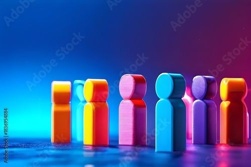 Vibrant Wooden People Figures in a Row Showing Candidate Comparison and Talent Selection