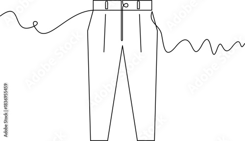 one line art Pleated Pants vector illustration. line art, one continuous line, simple, hand drawn and sketch style. for icons, symbols, signs or logos. PNG
