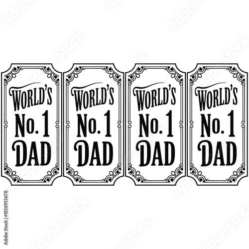 Four decorative frames proclaiming world s no 1 dad in vintage style