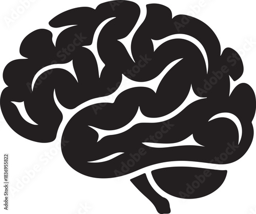 A detailed illustration of a human brain from the side silhouette