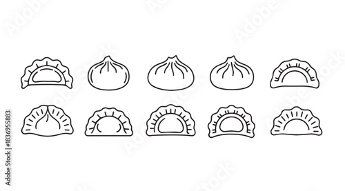 Set of delicious dumpling icons isolated on for culinary designs vector