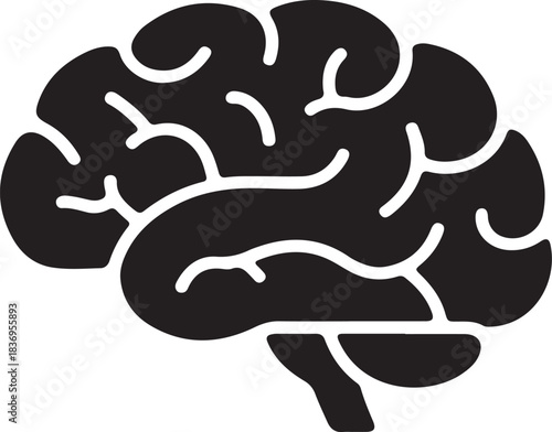 A detailed illustration of a human brain from the side silhouette