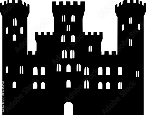 Medieval Castle Fortress Silhouette Vector Icon
