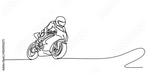Minimalist Moto Motion, Minimalist sketch capturing speed, control, and the thrill of racing