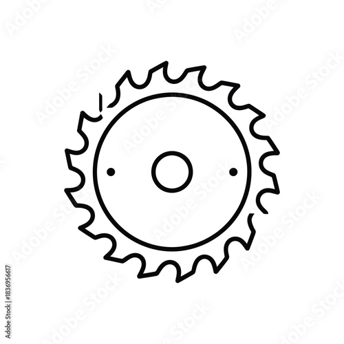 Simple black and white illustration of a circular saw blade design