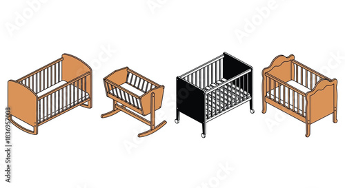 Four different baby cribs for nursery