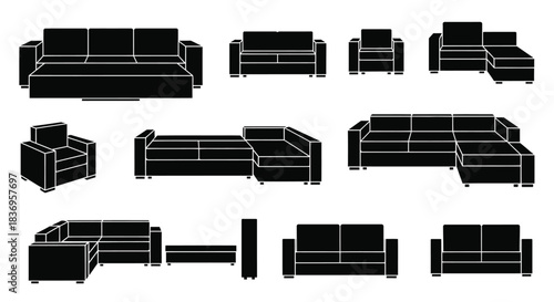 Modern sofa and chair designs in minimalist black