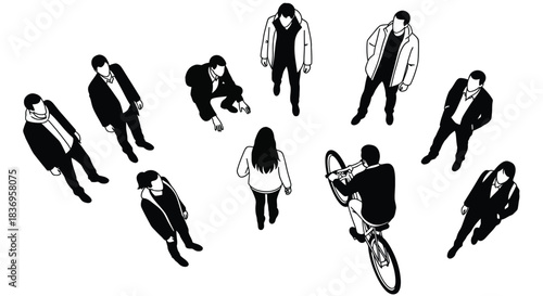 People gathering around a street performer