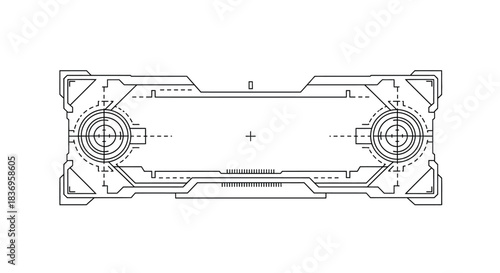 Detailed technical drawing of a futuristic device or machine component