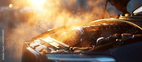 steam rising from a car engine