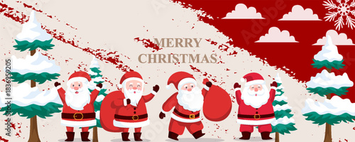 Abstract Merry Christmas and Happy New Year card. Vector illustration for holiday greeting cards, website and social media banners, and marketing materials. eps 10
