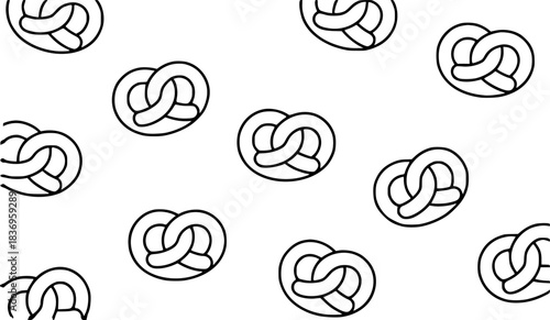 Simple Black and White Pretzel Pattern Background