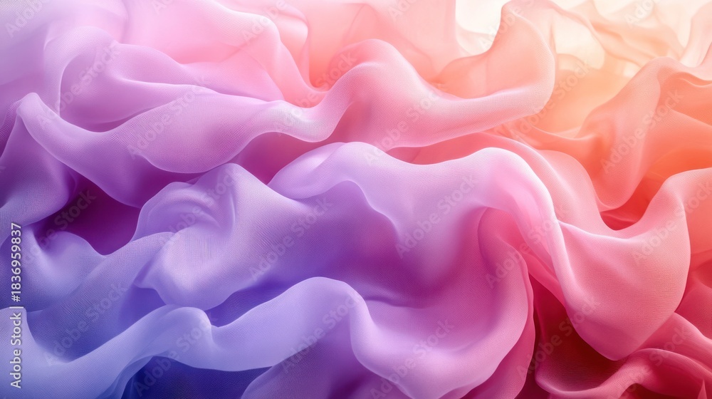 Obraz premium Pastel fabric waves, colorful texture, studio shot, design background