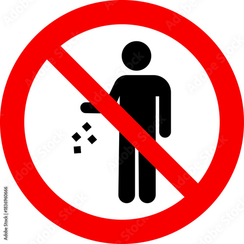Red Prohibition Sign Vector with No Spitting Person Icon for Hygiene