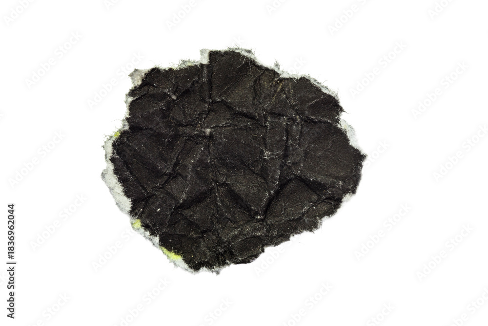Obraz premium Ripped crumpled kraft black paper isolated on transparent png background,realistic black torn paper edges,old torn paper background