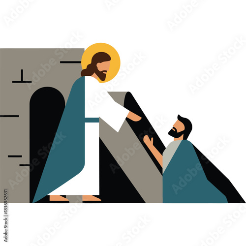 Jesus healing a man illustration christ miracle faith compassion religion christianity bible religious