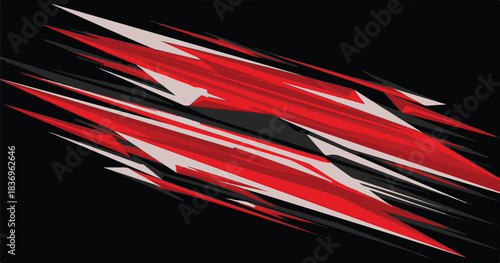 Dynamic abstract red and black line pattern illustration with light and fast motion blur texture for racing car design