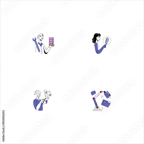 Set of Flat Style Cloud Hosting Illustrations