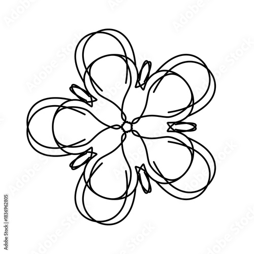 Abstract Hand-Drawn Floral Mandala Line Art Design