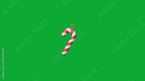 christmas candy cane animated on greenscreen background