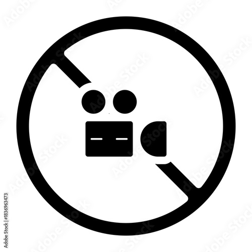 no video recording glyph icon