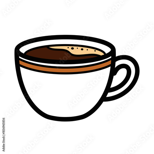 Simple Illustration of a Cup Filled with Hot Coffee in a Minimalist Style