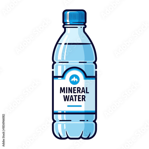 Clear mineral water bottled in a hygienic container for thirst quenching