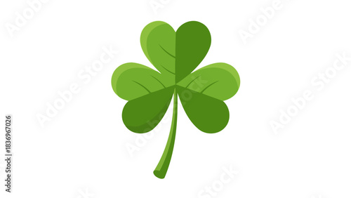 A vibrant green shamrock, a symbol of good luck and Irish heritage, isolated on a clean white background