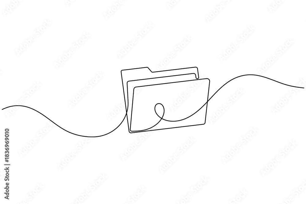 Obraz premium Continuous line drawing of a folder for document organization