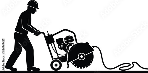 Construction Site Workers Silhouette Building Structure Steel Frame Scaffolding Ladders Wheelbarrows Heavy Machinery Crane Excavator Industrial Development Project.