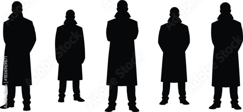 Three side-view silhouettes of female construction workers, engineers, or architects in safety hard hats and caps, reviewing inspection notes on clipboards.