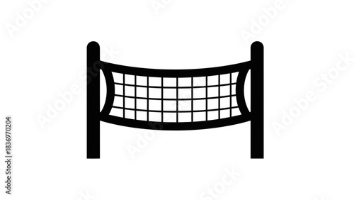 Volleyball Net Icon Illustration – Sports Court Equipment Silhouette Symbol