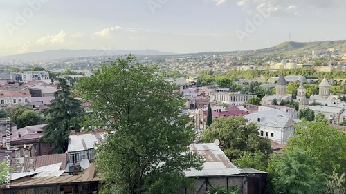 Overlooking the city centre of Tbilisi, Georgia.