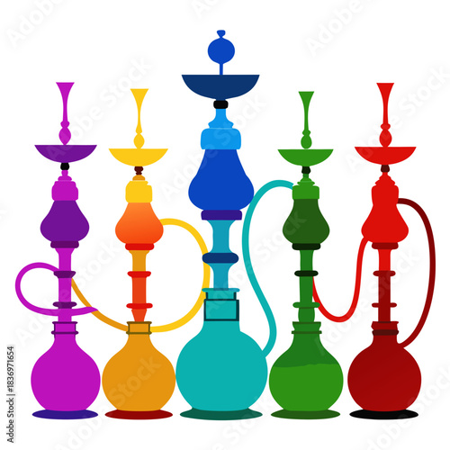 set of colorful glass bottles