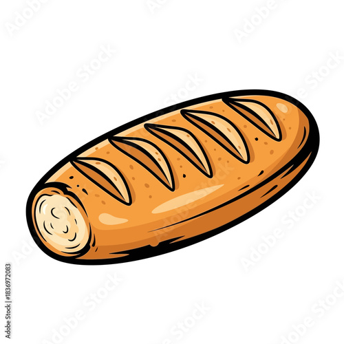 Delicious freshly baked baguette with golden crust and crispy scoring perfect