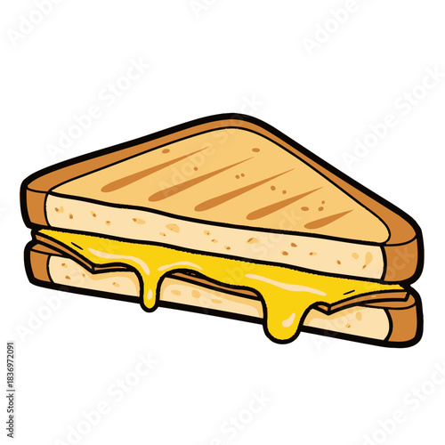 Delicious melted cheese sandwich with toasted bread and creamy filling