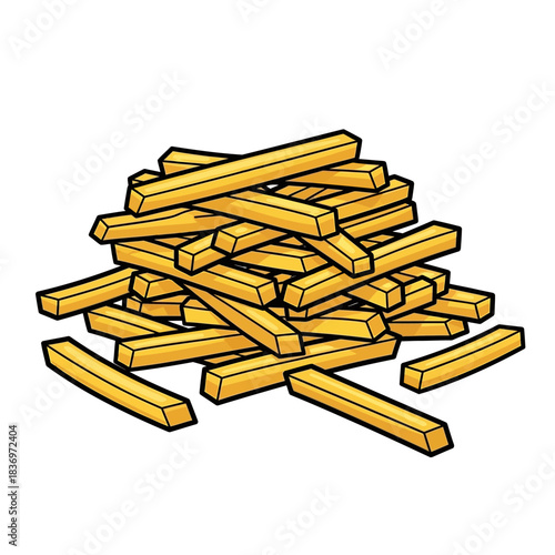 Illustration of scattered wooden planks with a stylized cartoon appearance