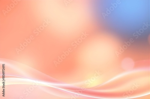 Gentle peach and light blue gradient with flowing luminous waves, dreamy minimal abstract background for elegant branding, presentations, and web.