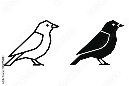 Geometric Bird Outline and Silhouette icon