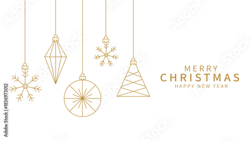 Luxury gold geometric Christmas ornaments vector, Merry Christmas card template