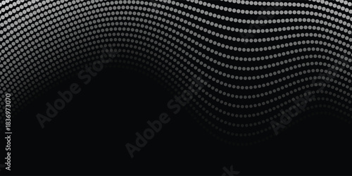 abstract simple creative black white dot blend wave design.