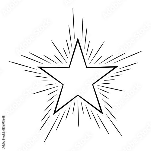 Five-pointed star with radiating rays emblem