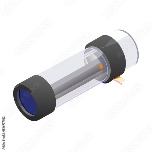 Blue metal electric LED flashlight isolated on a white background object