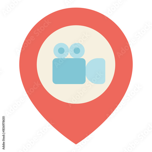 cinema pin location flat icon