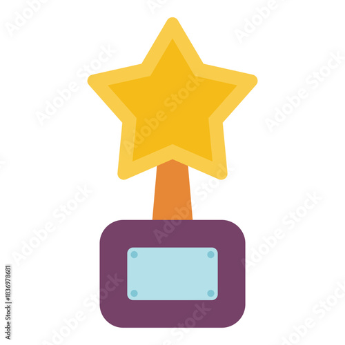 movie celebrity gold trophy star shape award flat icon