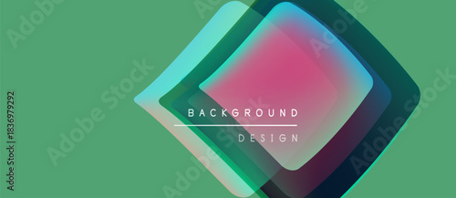 Abstract geometric shapes overlap. Gradient colors blend, creating modern background design. Light text highlights central form.
