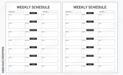 weekly schedule book design for pod 