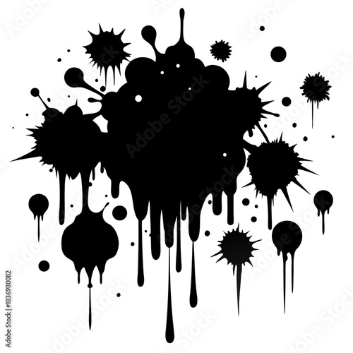 Black ink splatter and drip design